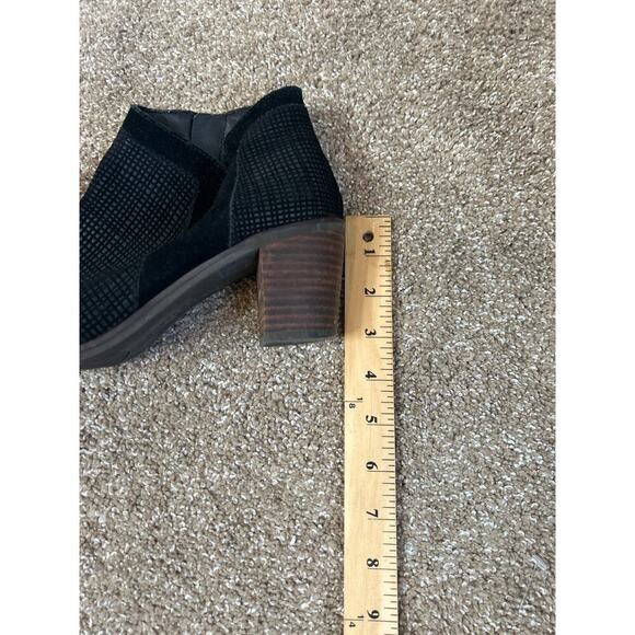 Lucky Brand black suede leather bootie boots block heel western style SZ 8M - Picture 6 of 6
